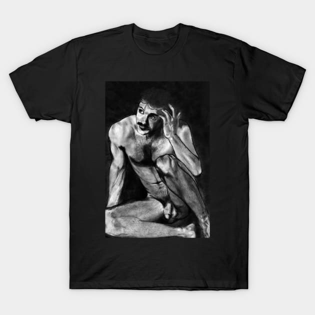 Naked man with mustache T-Shirt by Jevaz